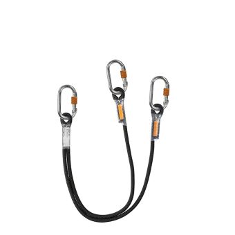 Longe de connexion double drisse cossée gainée équipée de 3 connecteurs acier à vis NLDY-AA